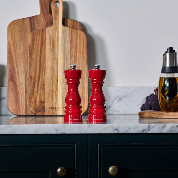 London Salt and pepper mill set, red, Cole & Mason