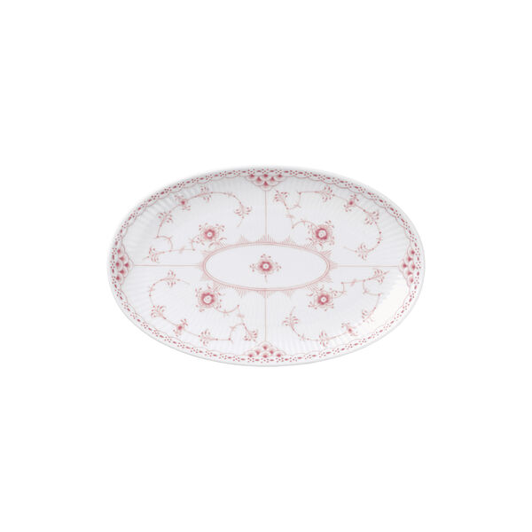 Coral Fluted Half Lace Oval Assiette 23,5 cm, Royal Copenhagen