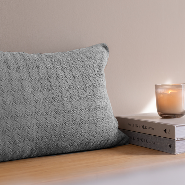 Knitted Pillow Wave | Med Grey Melange, By LOHN