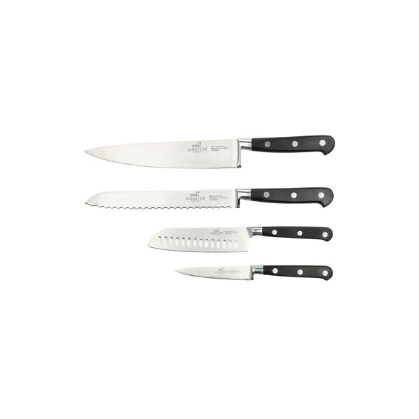 Knife set Licorne 4 parts, steel/black, Lion Sabatier