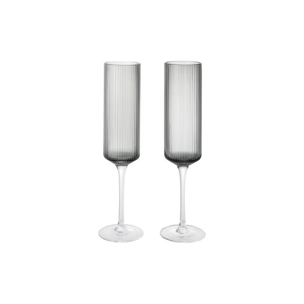 Ripple Champagne Flutes 2 stk., smoked grey, Ferm Living