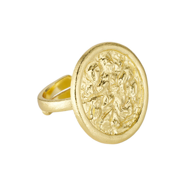 Amelia ring w. round top, gold plated, Pure by Nat