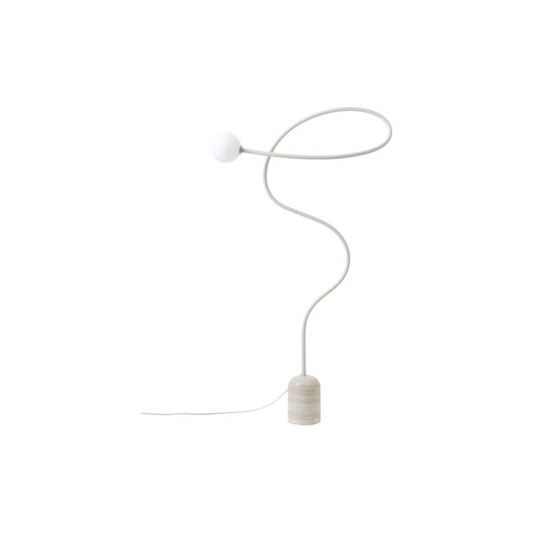 Alina Floor Lamp with Marble Base, white/beige, Westwing Collection