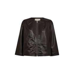 PD-Lanni Leather 3/4 Sleeve Jacket, black coffee, Pieszak