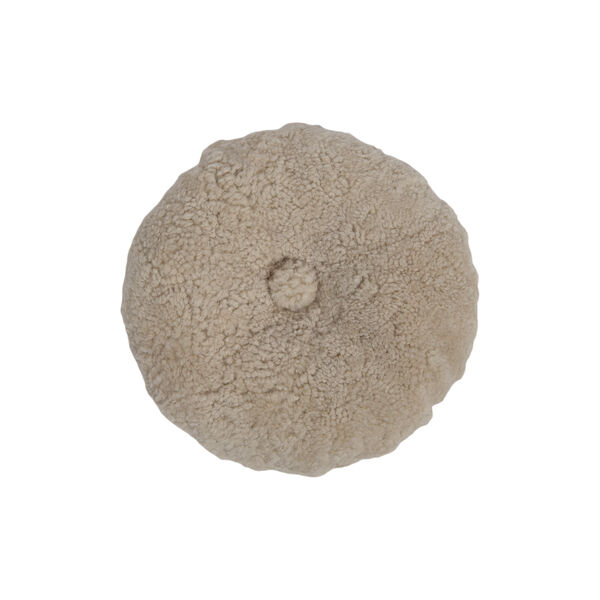 New Zealand Short Wool & Curly Sheepskin Cushion, pearl, NATURES Collection