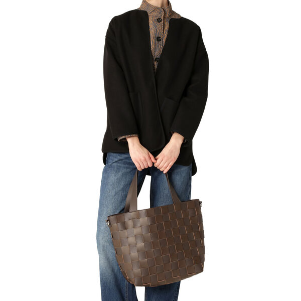 Braided Cross-Body Shopper, chocolate brown, Ilse Jacobsen Hornb&aelig;k