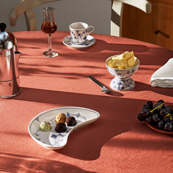 Blue Fluted Plain Dish Half Moon Shaped 22 cm, Royal Copenhagen