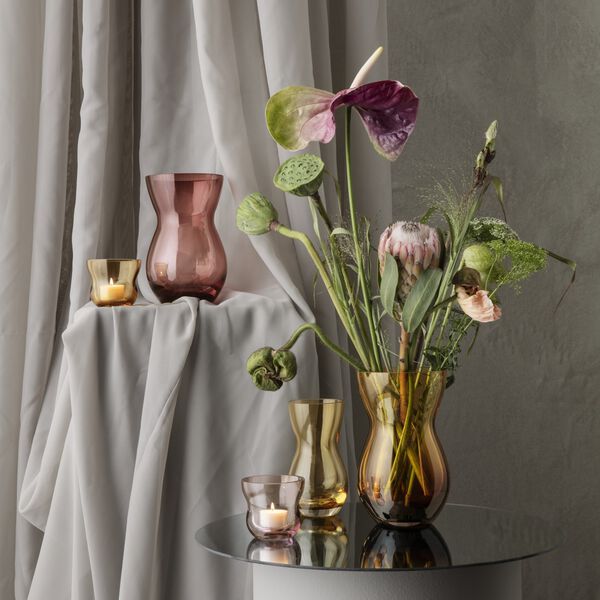 Calabas Tealight Holder, burgundy, Holmegaard