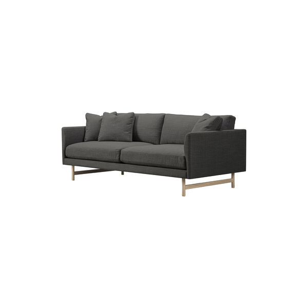 5552 Calmo 95 2-seater Sofa, dark grey/lacquered oak, Fredericia Furniture
