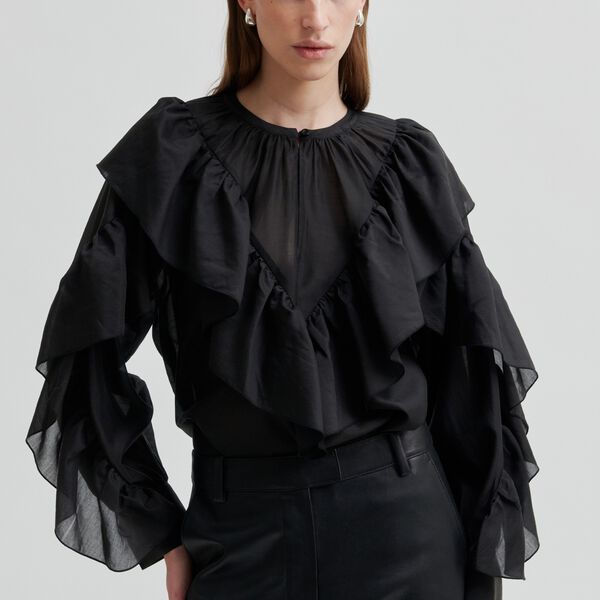 Fria Frill Blouse, black, Second Female