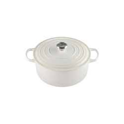 Signature round cast iron pot &Oslash; 28 cm, meringue, Le Creuset