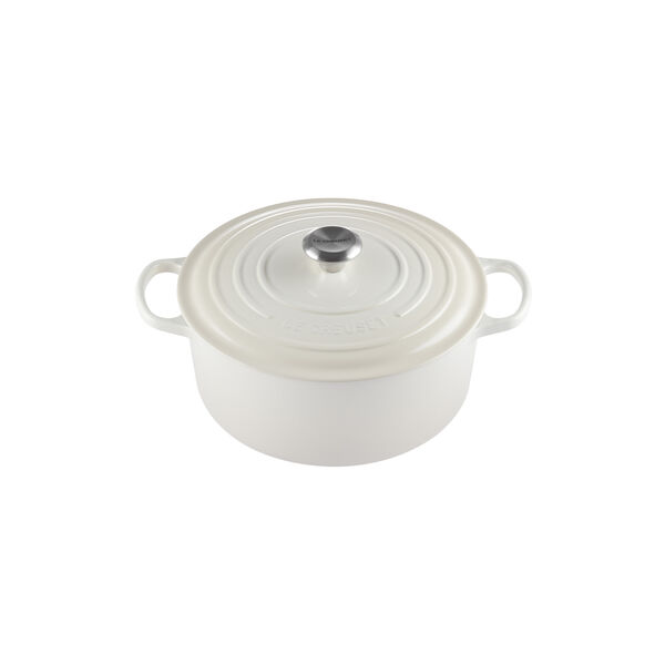 Signature round cast iron pot &Oslash; 28 cm, meringue, Le Creuset