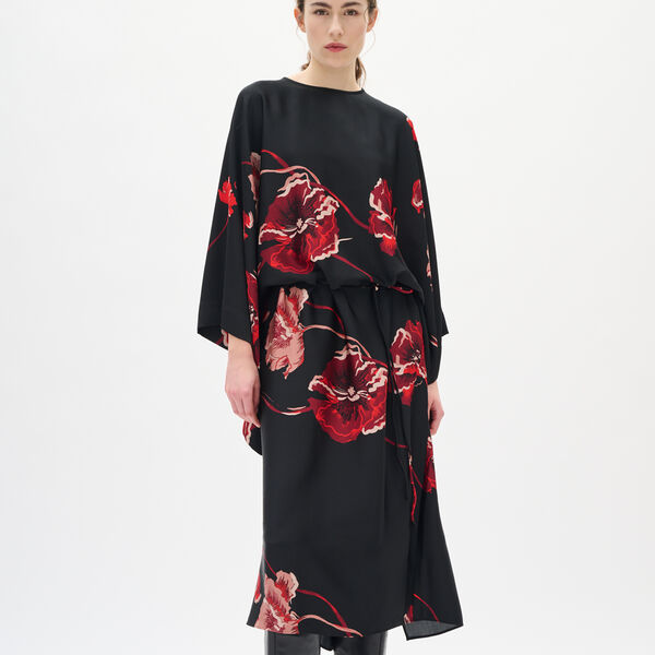 DawnIW Dress, black poppy rose, InWear