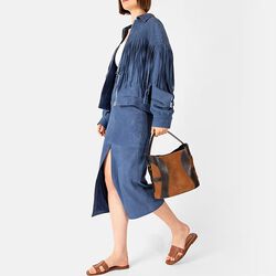 Deborah Suede Hobo Bag M, oat beige, Aigner