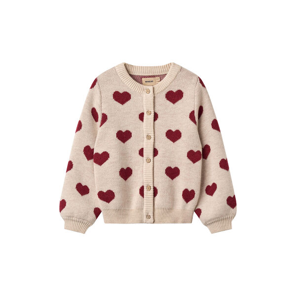 Jacquard Cardigan Hearts, offwhite melange Jacquard Cardigan Hearts, offwhite melange, Wheat