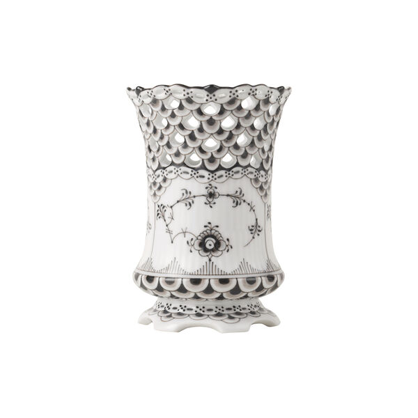 Black Fluted Full Lace vase 11 cm, Royal Copenhagen