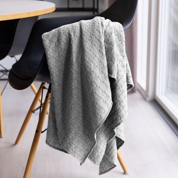 Knitted Throw Wave | Med Grey Melange, By LOHN