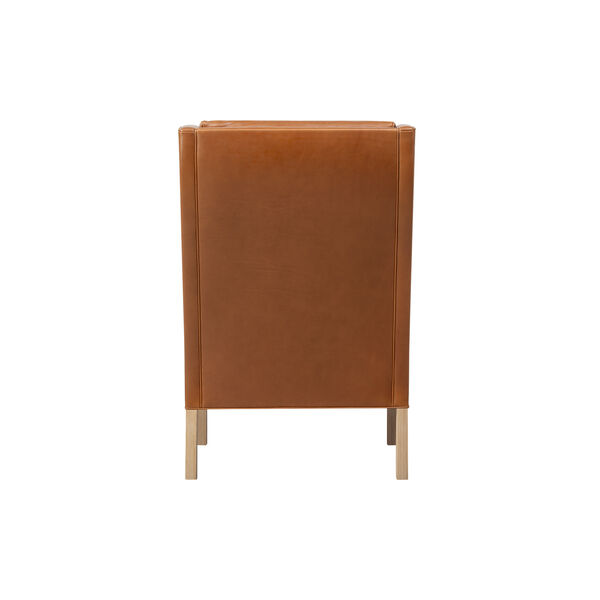 Mogensen 2204 Wing Chair, russet brown/light oiled oak, Fredericia Furniture