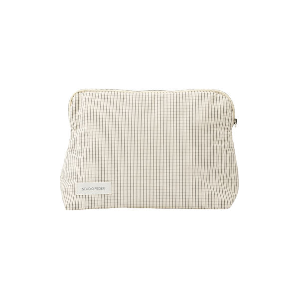 CELIA TOILETRY BAG, creme black plaid, Studio Feder