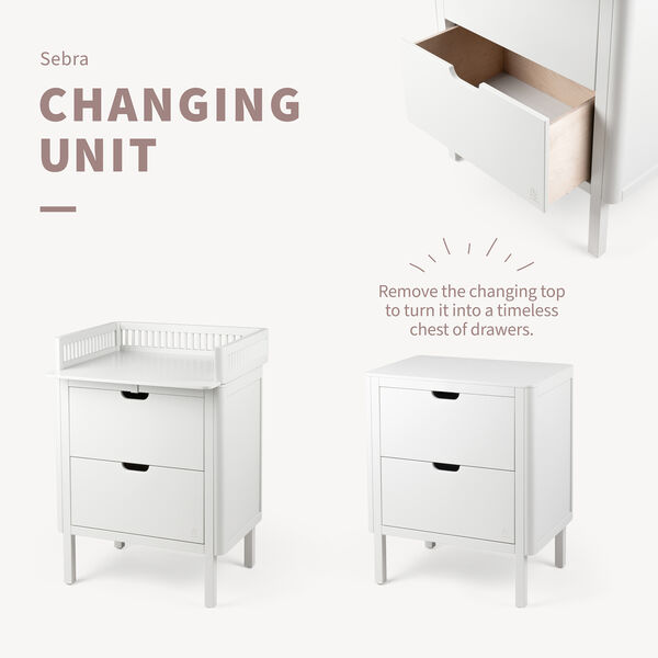 Sebra Changing Unit with Drawers, classic white, Sebra