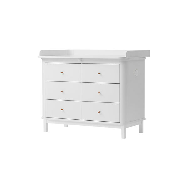 Wood Nursery Dresser 6 Drawers with Large Top, white, Oliver Furniture