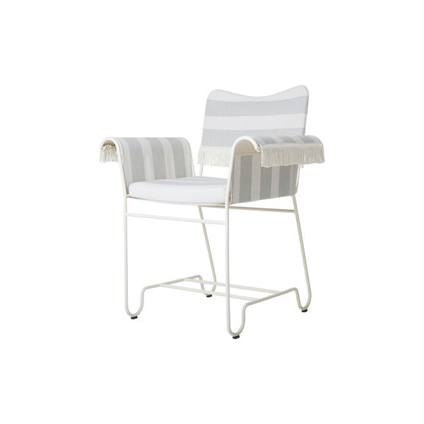 Tropique Dining Chair with Fringes, Leslie Stripe Limonta 20/classic white semi matt, GUBI