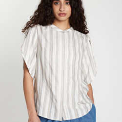 418HMTulin shirt, walnut stripe, Heartmade