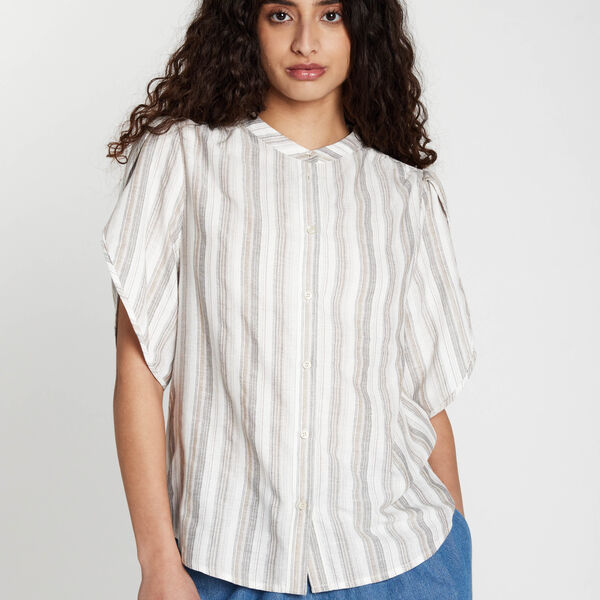 418HMTulin shirt, walnut stripe, Heartmade