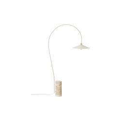 Cora Arc Floor Lamp with Travertine Base, beige, Westwing Collection