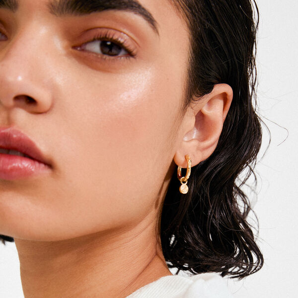 FIRE hoop earrings, gold plated, Pilgrim