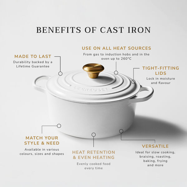 Signature round cast iron pot &Oslash; 20 cm, white, Le Creuset