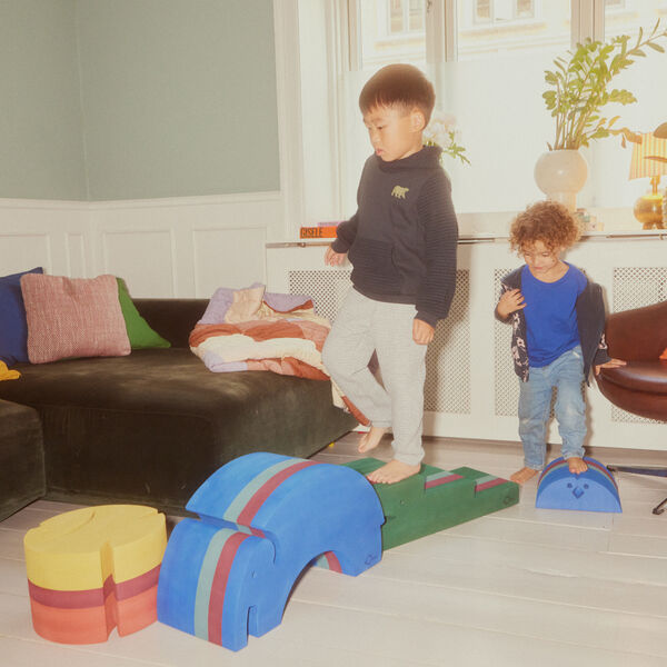 Chicken, blue gym, bObles