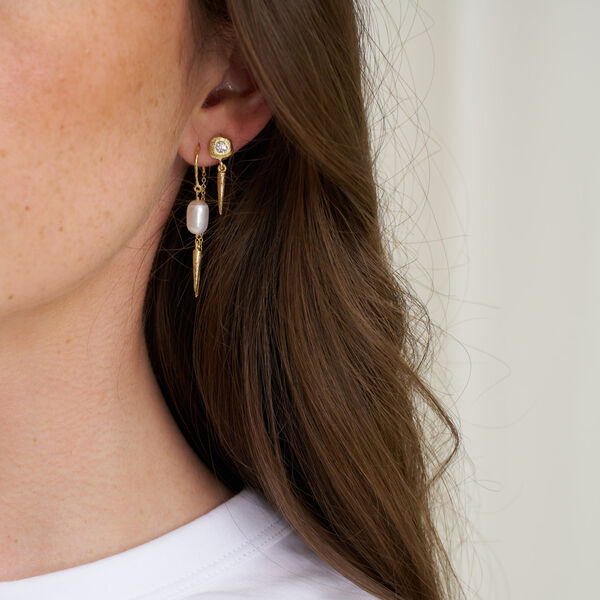 Sigrid post earring w. pendant, silver plated, Pure by Nat