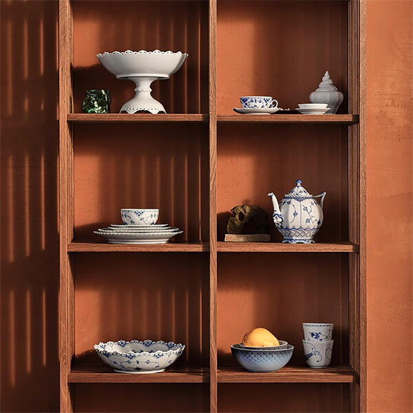 White Fluted Full Lace Bowl on Foot, Royal Copenhagen