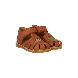 Sandal with Dinosaur Embroidery, cognac, ANGULUS
