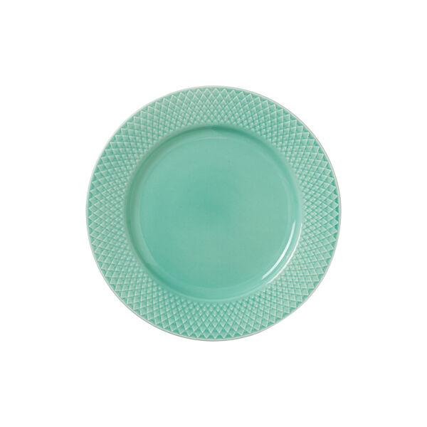 Rhombe Color Lunch Plate Ø 21 cm, aqua, Lyngby Porcelæn