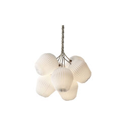 The Bouquet 7 Chandelier with Paper Shades, white/oak, LE KLINT