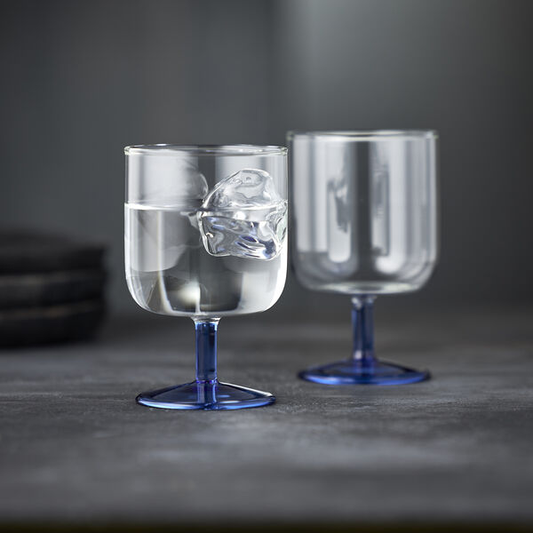 Torino Wine Glass 2 pcs, clear/blue Torino Wine Glass 2 pcs, clear/blue, Lyngby Glas