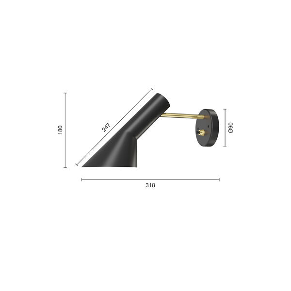 AJ Wall Lamp, brass/black, Louis Poulsen