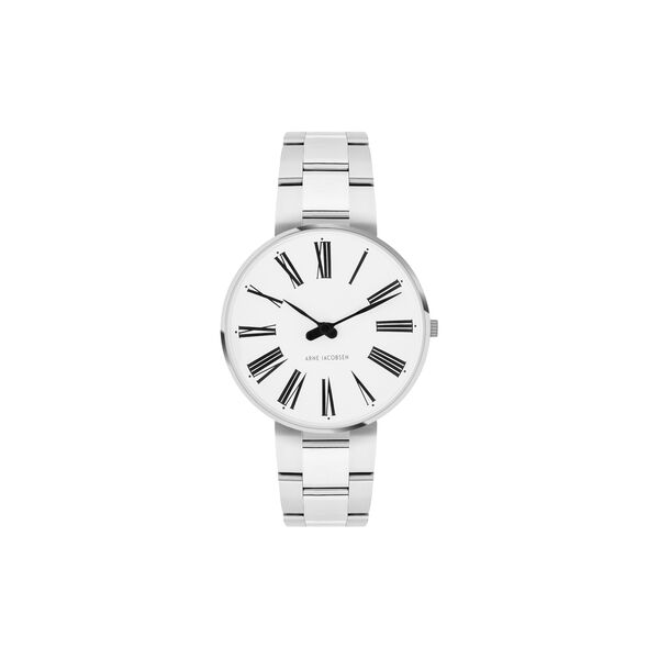 Roman Wrist Watch 34 mm, steel/white, Arne Jacobsen Watches