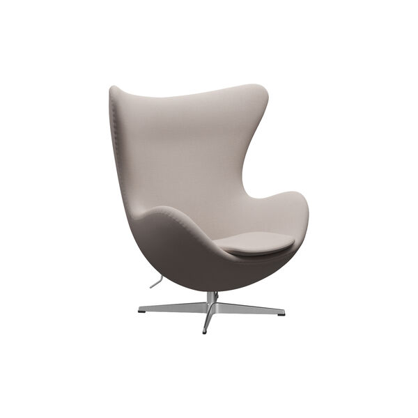 Egg&trade; 3316 Lounge Chair, Christianshavn 1120 light beige/satin brushed aluminium, Fritz Hansen