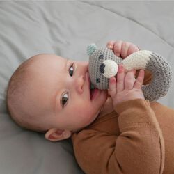 Oline Bear Rattle, white/grey/blue, Franck & Fischer