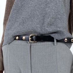 Leather belt with studs, black/gold, Coster Copenhagen