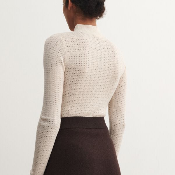 High Neck Pointelle Top, ecru High Neck Pointelle Top, ecru, FUB