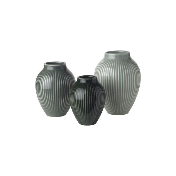 Knabstrup mini vase ripple 3 Pcs, green Knabstrup mini vase ripple 3 Pcs, green, Knabstrup Keramik