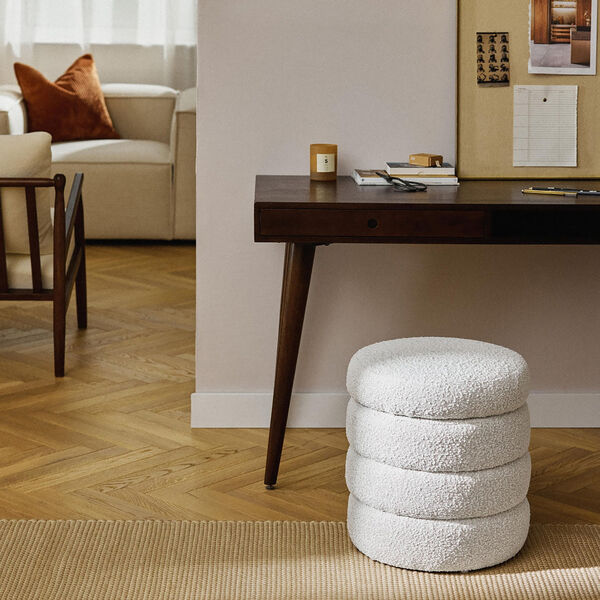 Alto Stool with Storage Space, boucl&eacute; off white, Westwing Collection