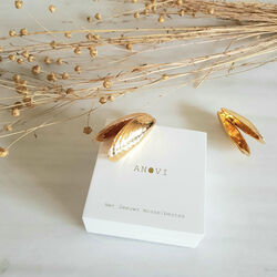 Clamshell Cutlery set, gold plated pewter, Anovi