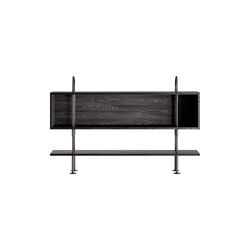 Keen Shelving, black brass/ash veneer, GUBI