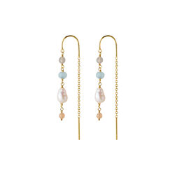 Mellow Blue Earchains, gold plated, Pernille Corydon Jewellery