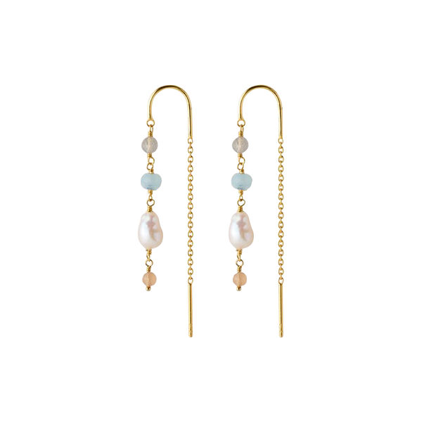 Mellow Blue Earchains, gold plated, Pernille Corydon Jewellery